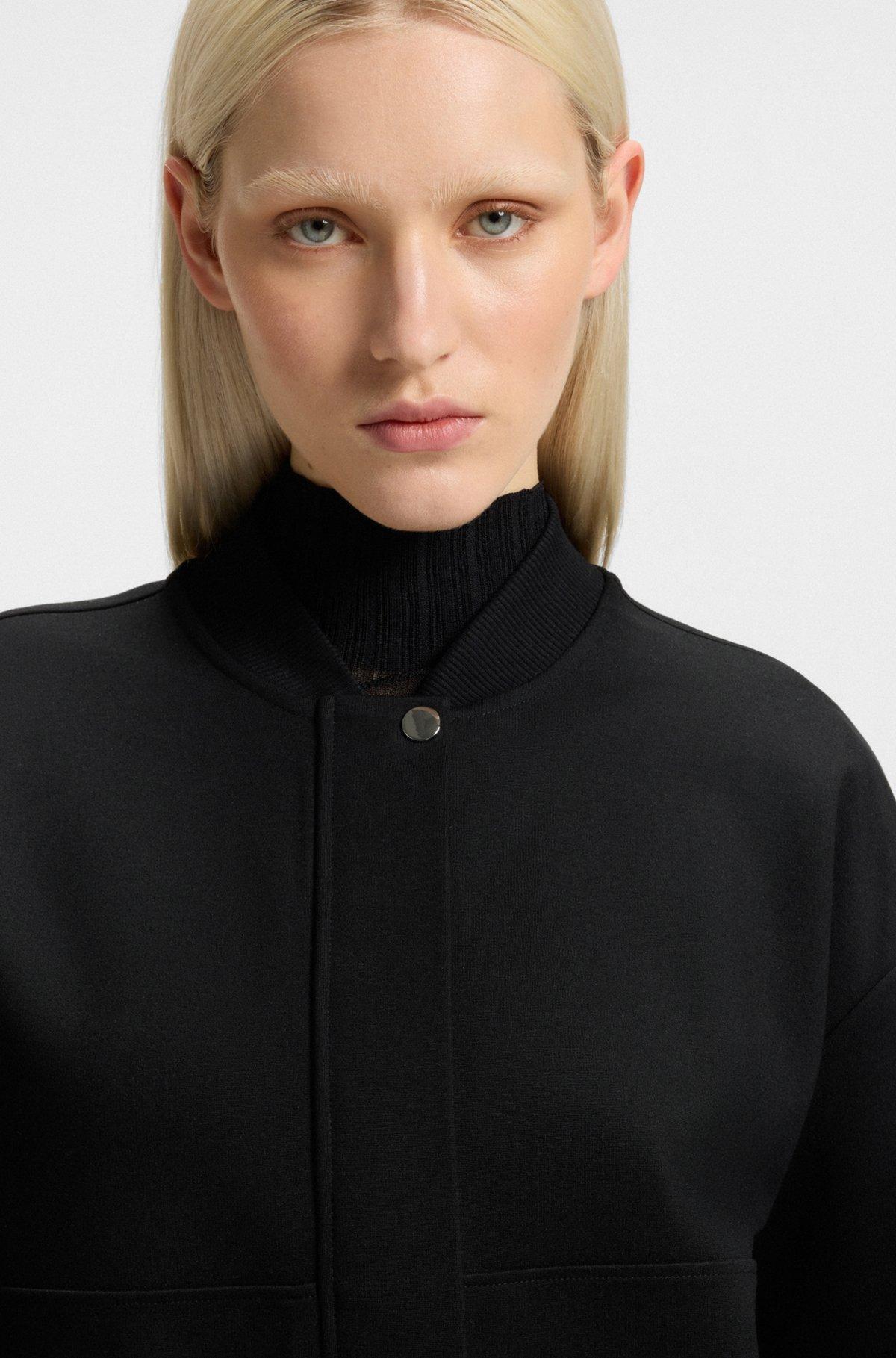 HUGO - Punto Milano jersey jacket with concealed closure - Black Product Image