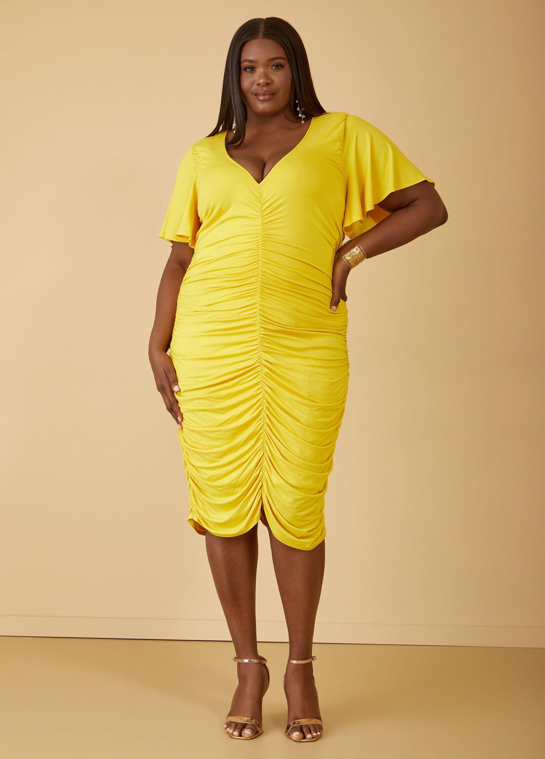 Plus Size Ruched Bodycon Dress Ashley Stewart Product Image