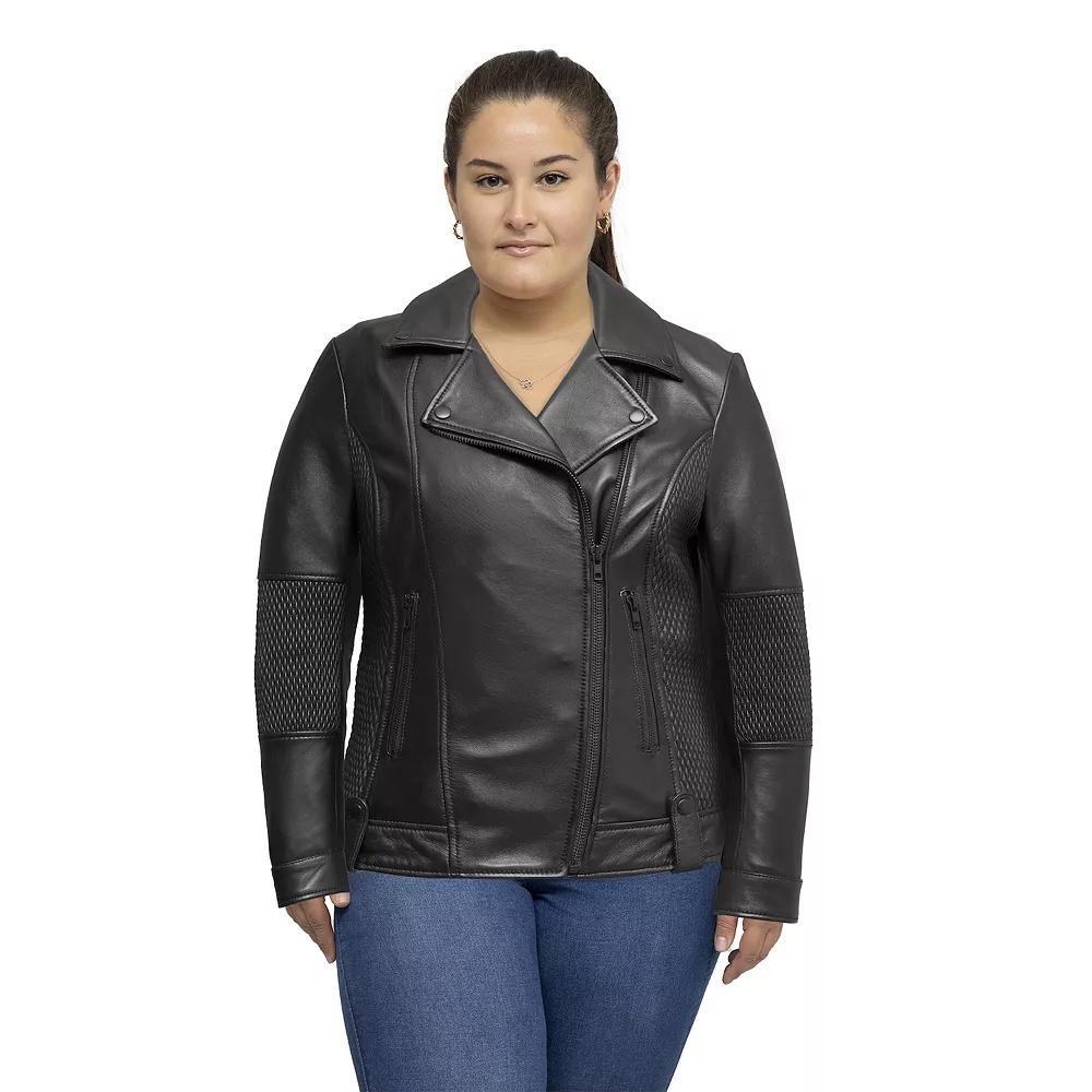 Plus Size Whet Blu Crossover Leather Jacket, Women's, Size: 5XL, Whisky Product Image