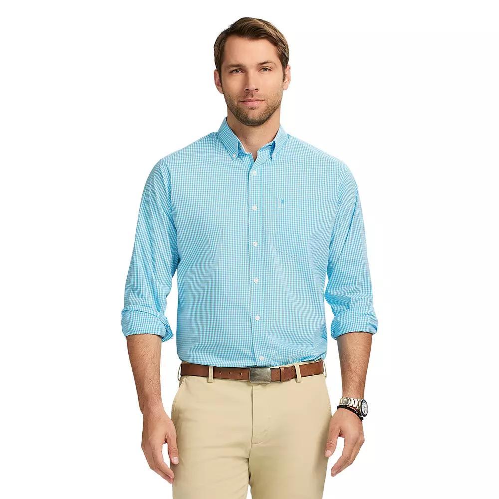 Men's IZOD Performance Comfort Long Sleeve Button Down Woven Shirt, Size: XL, Aquarius Check Product Image