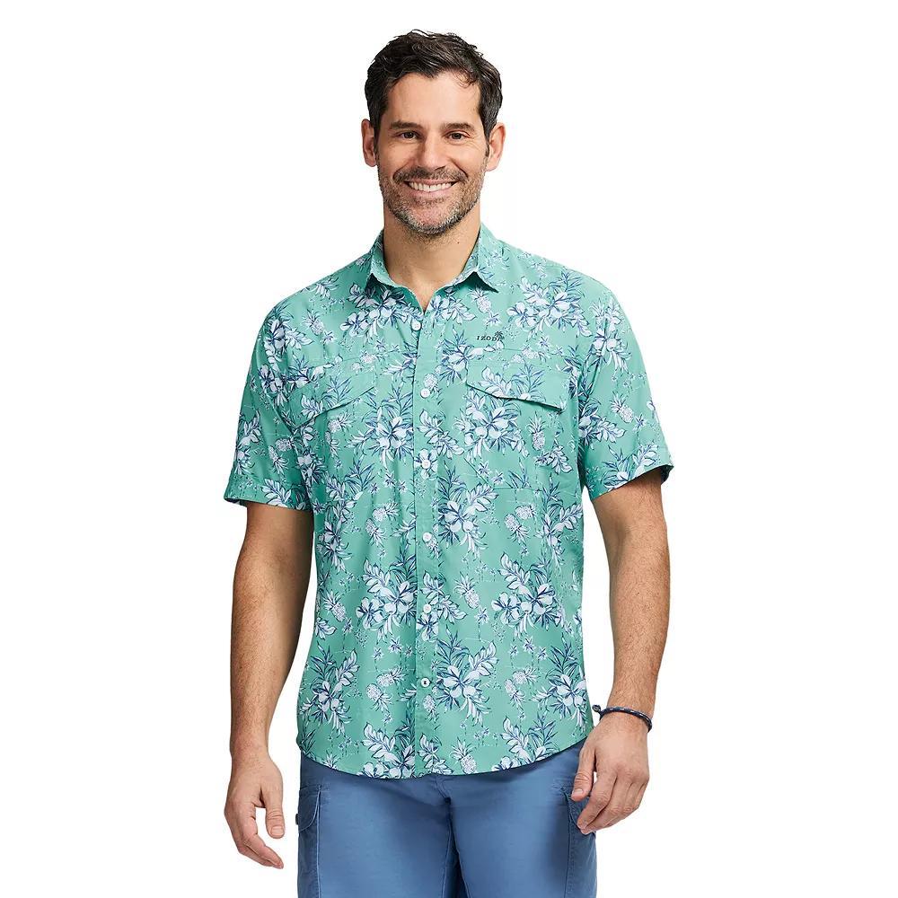 Men's IZOD Sunshield Performance Button Front Shirt, Size: Large, Wasabi Palm Product Image