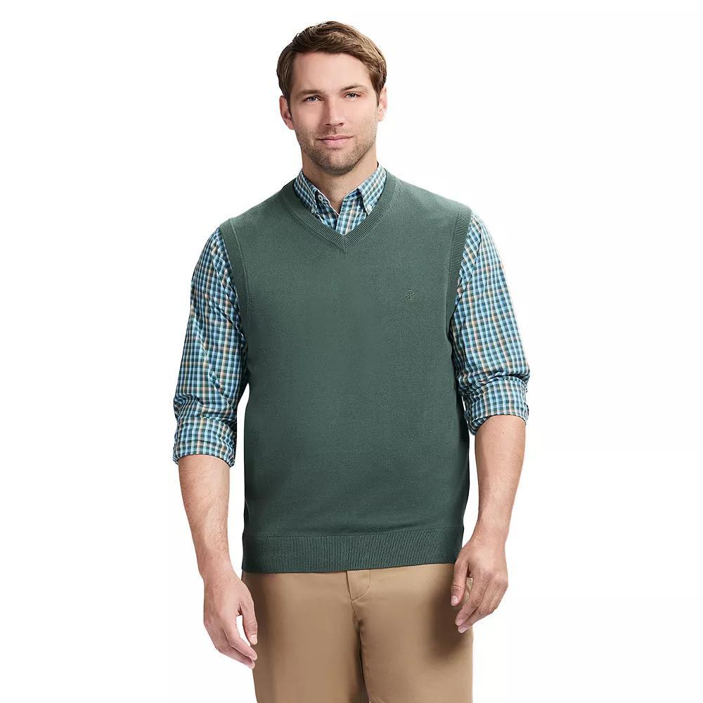 Men's IZOD Premium Essentials Solid V-Neck 12-Gauge Sweater Vest, Size: Large, Deep Green Product Image