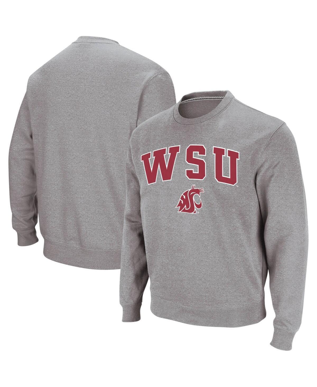 Mens Colosseum Heather Gray Washington State Cougars Arch & Logo Crew Neck Sweatshirt Product Image