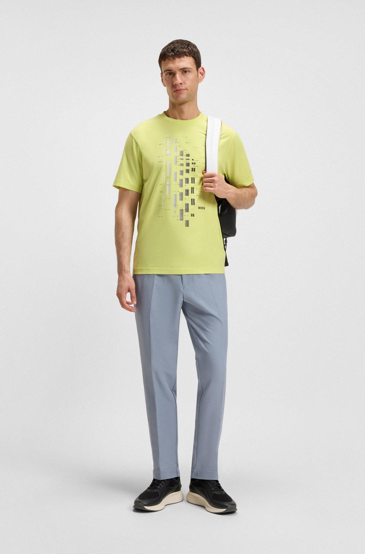 Stretch-cotton T-shirt with geometric print Product Image