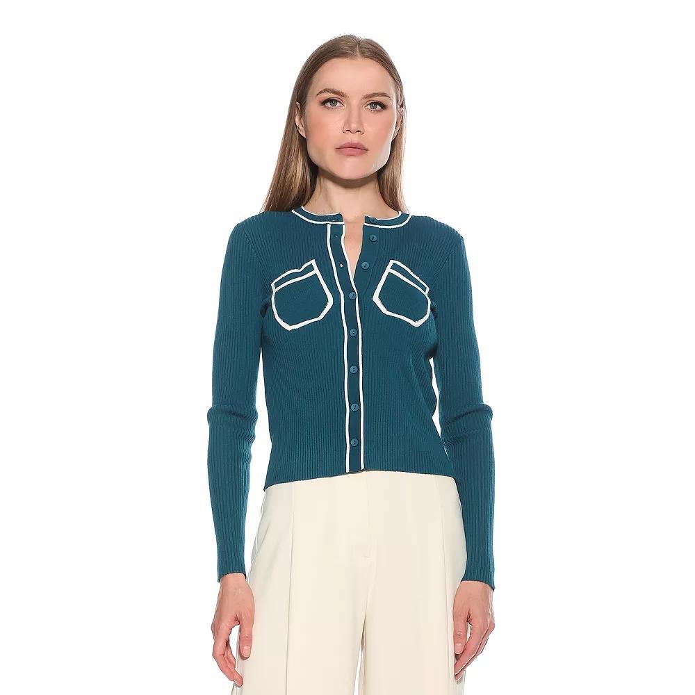 Women's ALEXIA ADMOR Clover Ribbed Knit Button Down Cardigan,  Product Image