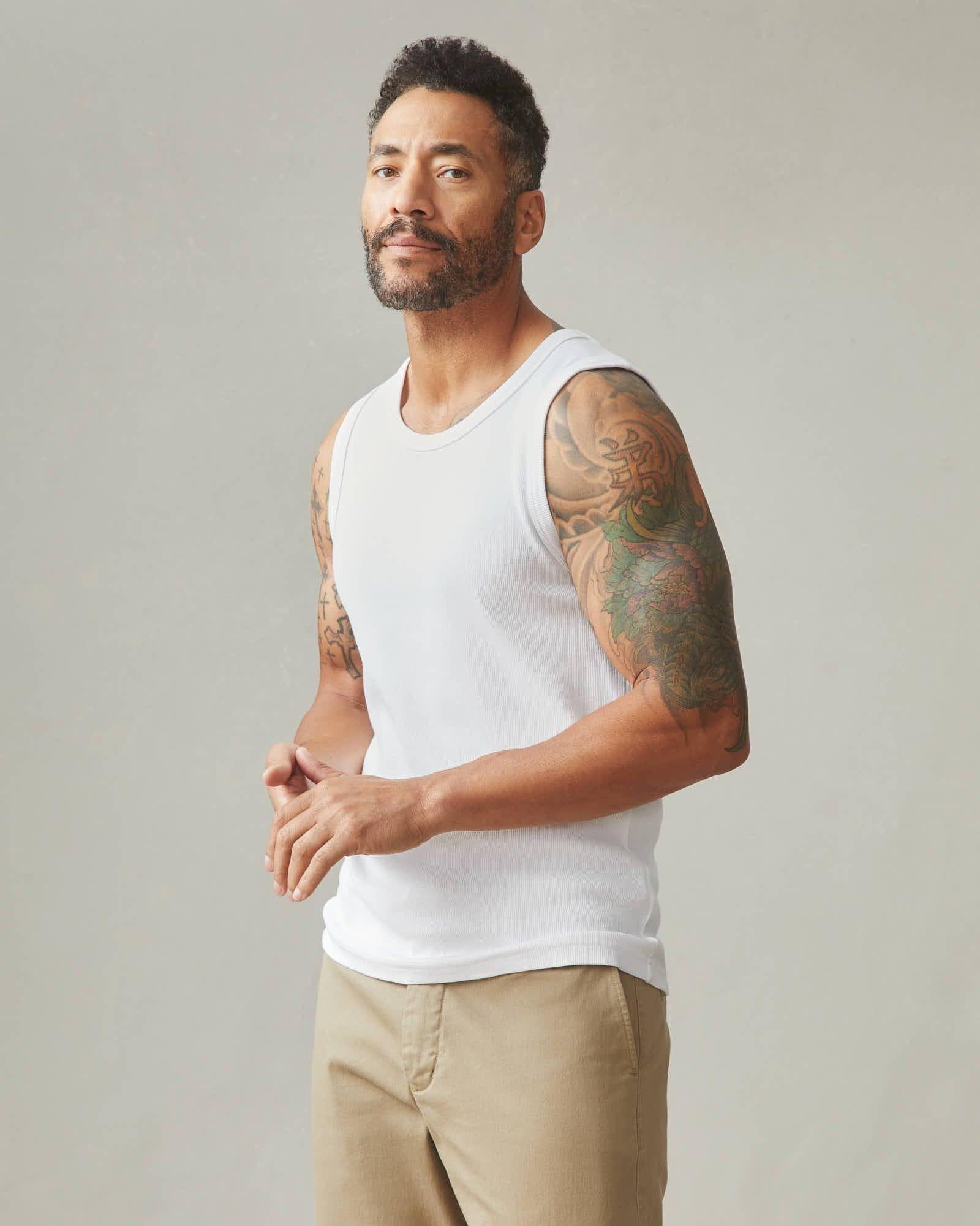 Men's Rib Tank - White Product Image