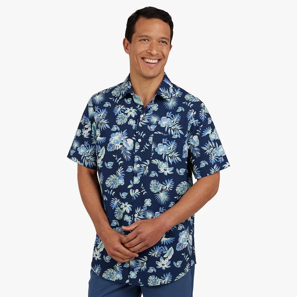 Men's Chaps Short Sleeve Performance Button Down Shirt, Size: XXL, Ink Blue Product Image