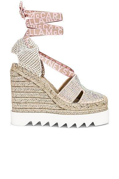 Stella McCartney Gaia Satin & Crystal Wedge in Pink Product Image