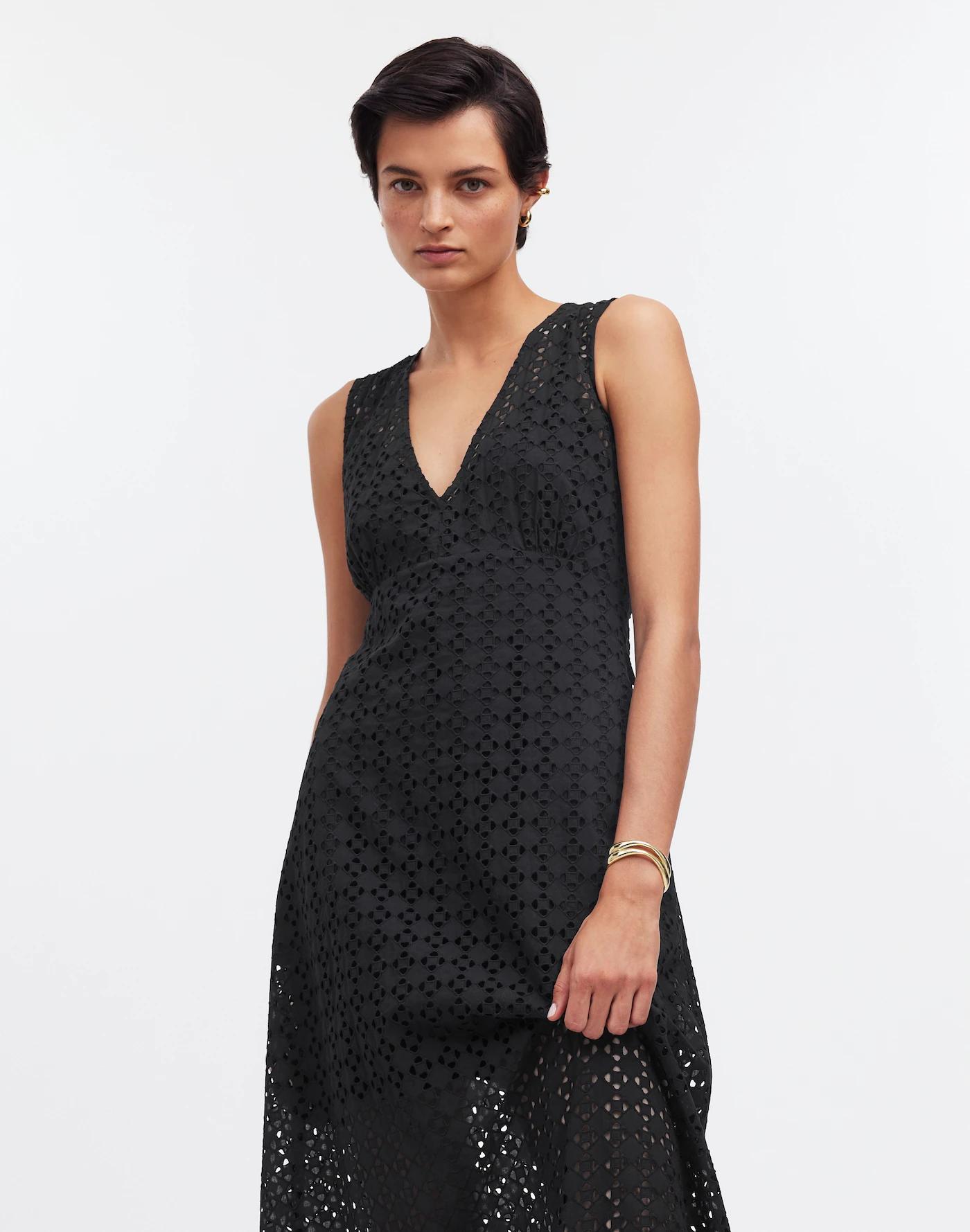 Eyelet V-Neck Maxi Dress Product Image