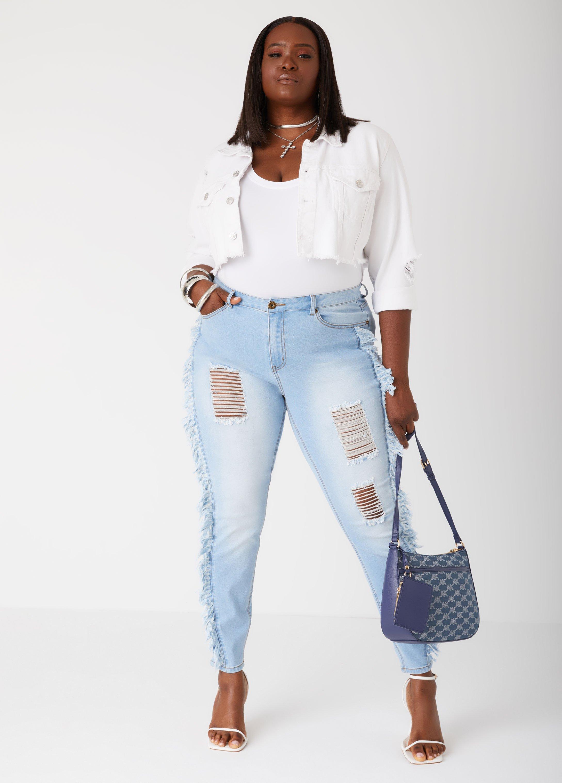 Fringed High Rise Skinny Jeans Product Image