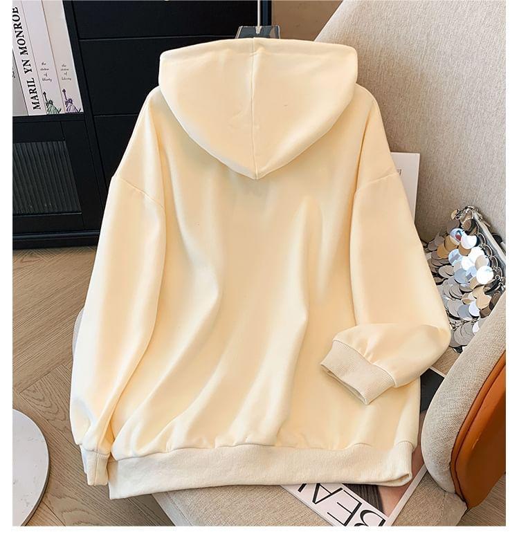 Plus Size Butterfly Print Drawstring Hoodie Product Image