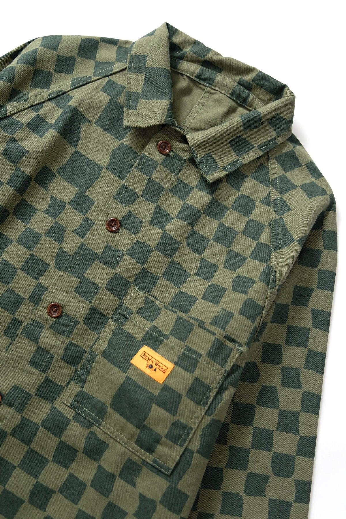 Service Works - Drill Printed Front Of House Jacket - Olive Checker Product Image