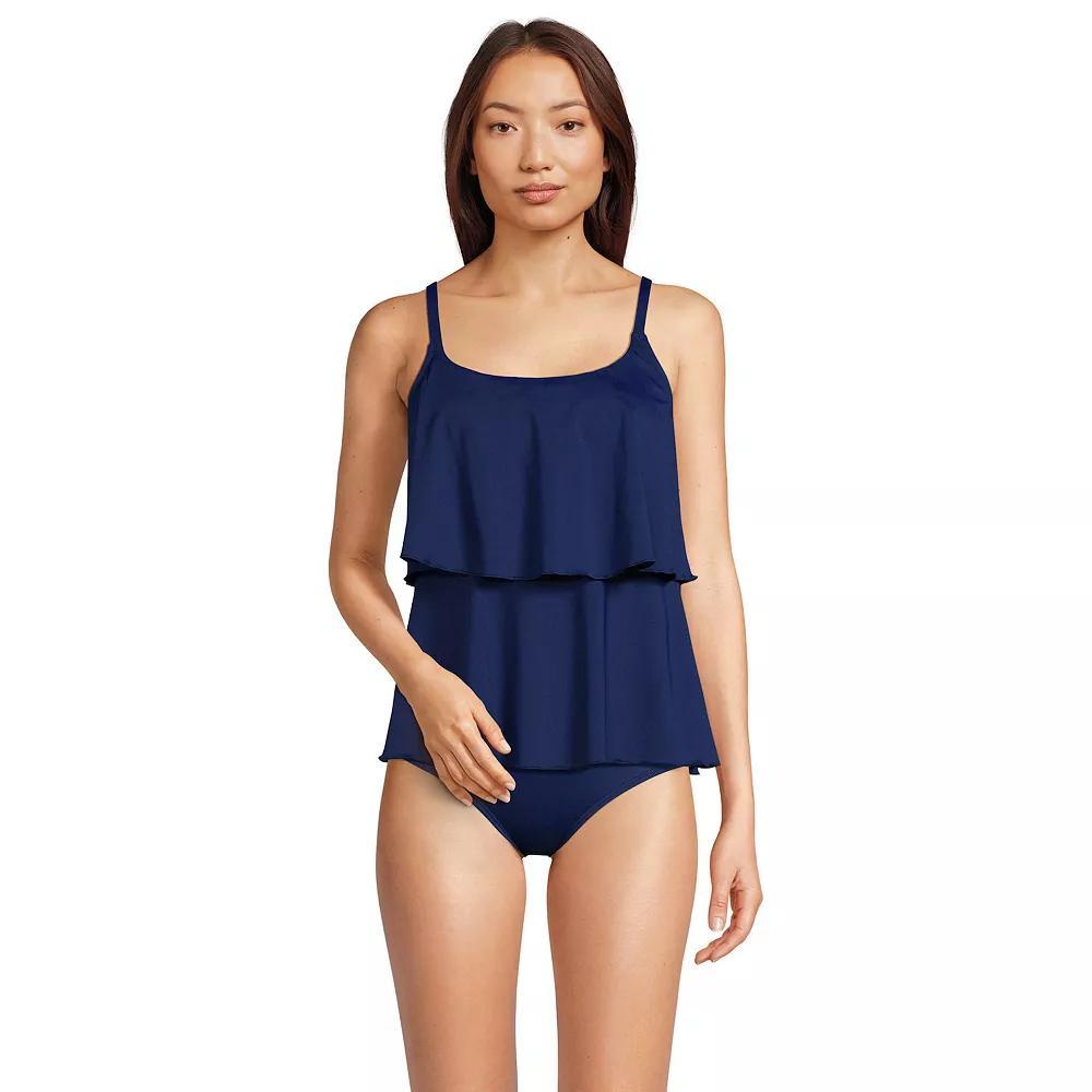 Women's Lands' End Chlorine Resistant Tiered Tankini Swimsuit Top, Size: Small, Deep  Blue Product Image