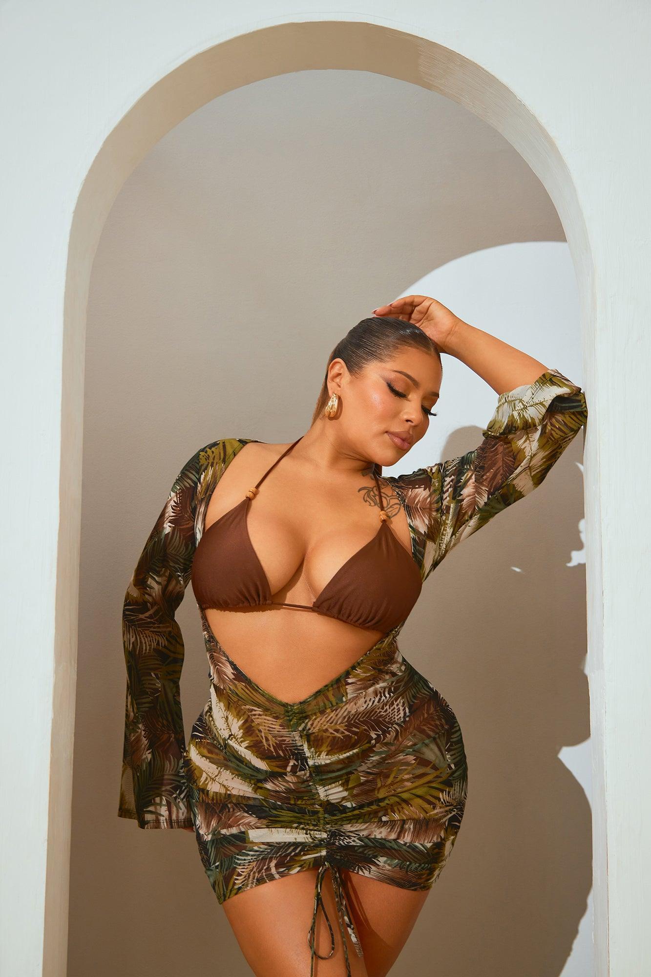 Jungle Beach 3 Piece Bikini Set - Brown/combo Product Image