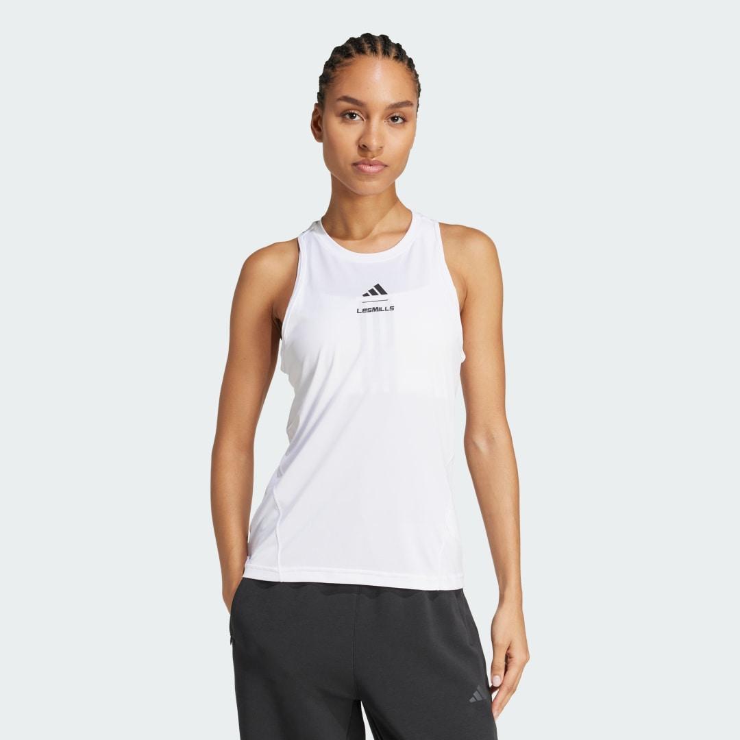 adidas Les Mills Graphic Tank Top White XL Womens Product Image