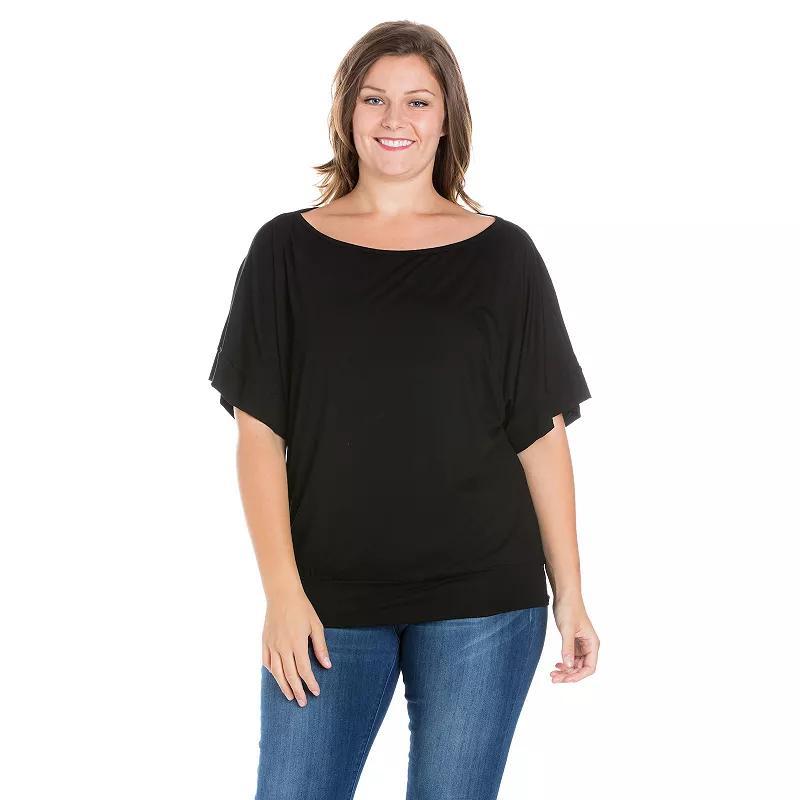 Plus Size 24Seven Comfort Apparel Short Sleeve Dolman Top, Womens Product Image