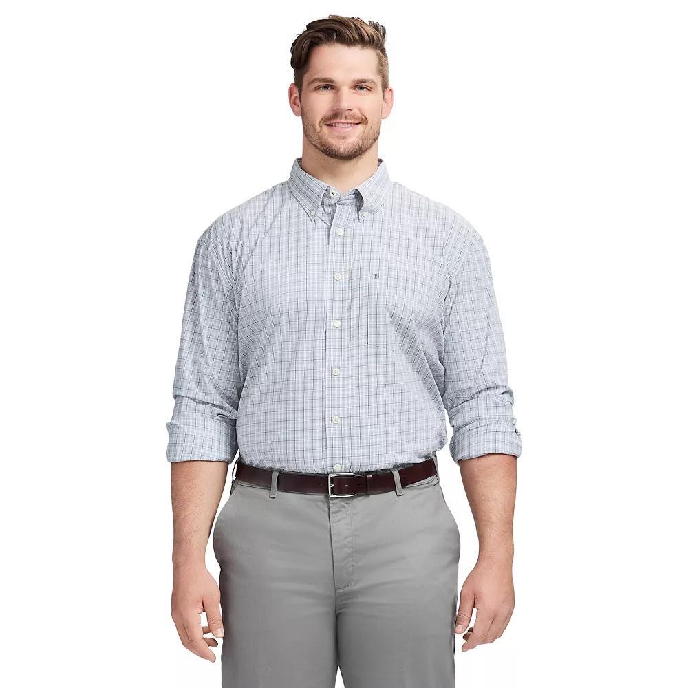 Big & Tall IZOD Performance Long Sleeve Plaid Button Down Shirt, Men's, Size: 3XL Tall, Quarry Product Image