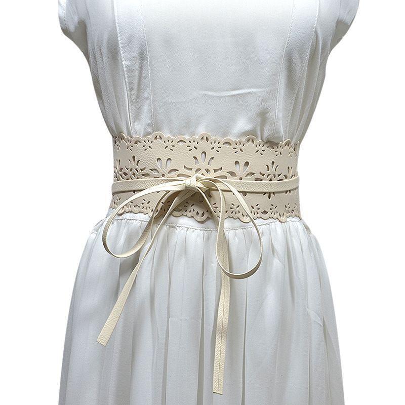 Faux Leather Lace Wide Belt Product Image