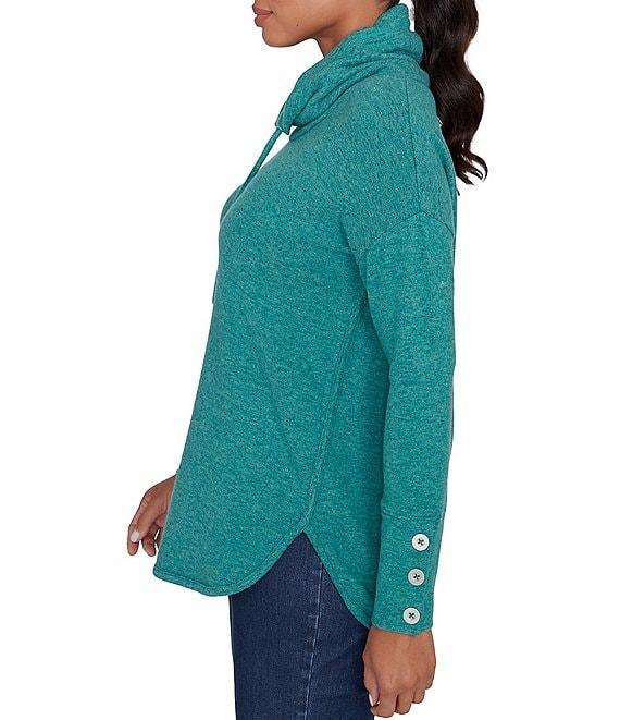 Ruby Rd. Knit Cowl Collar Long Sleeve Cozy Top Product Image