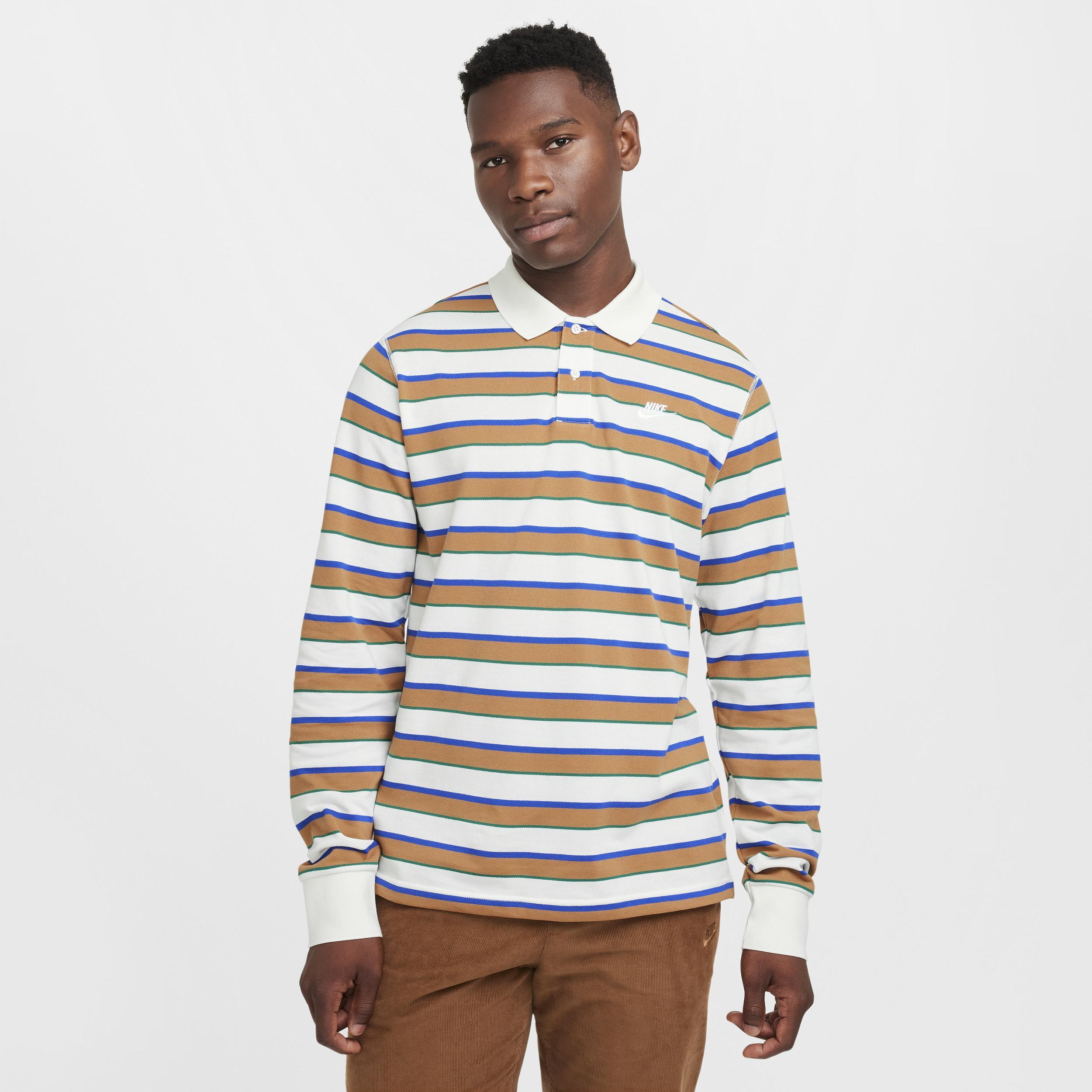 Nike Men's Club Long-Sleeve Striped Polo Product Image