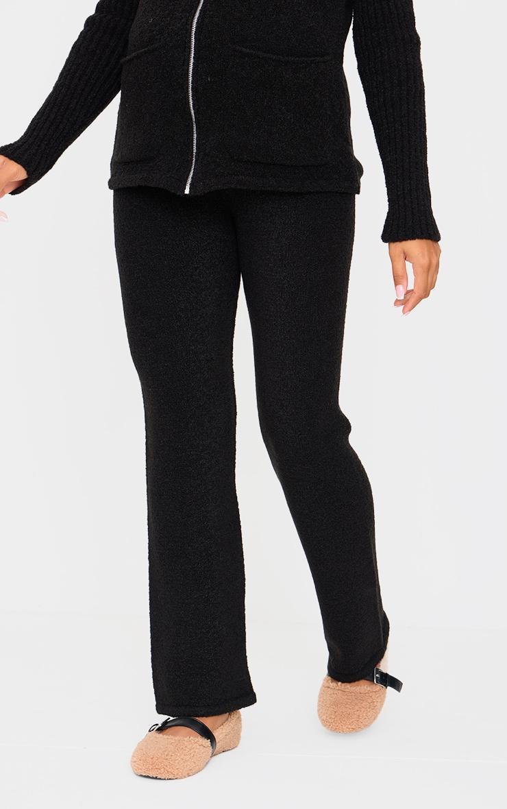 Maternity Black Boucle Knit Straight Leg Pants Product Image