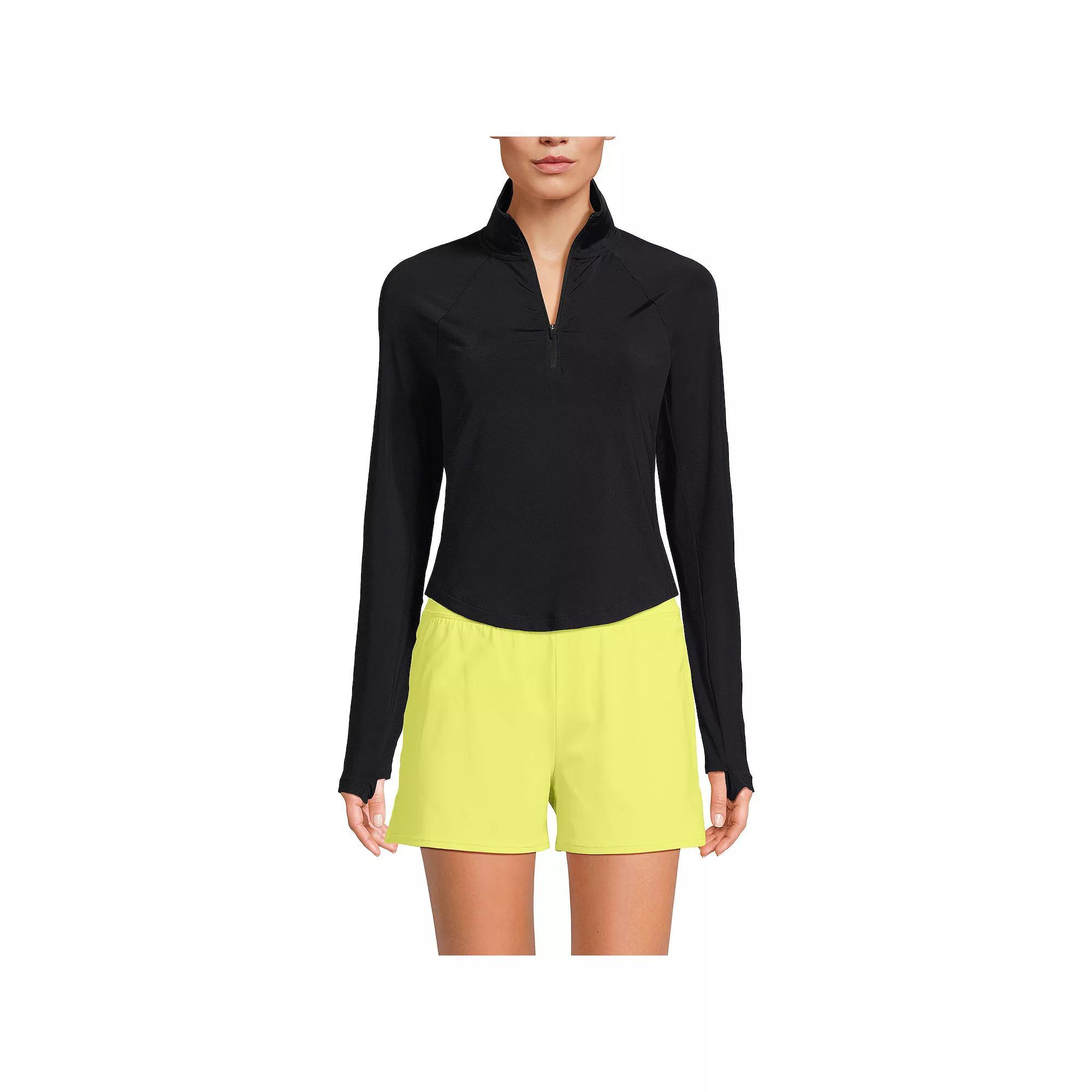 Womens Lands End Cooling Quarter Zip Raglan Long Sleeve Rash Guard Product Image