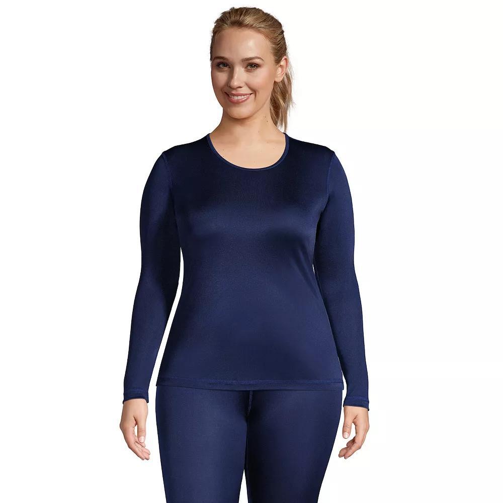 Plus Size Lands' End Silk Interlock Crewneck Undershirt, Women's, Size: 3XL, Deep  Blue Product Image