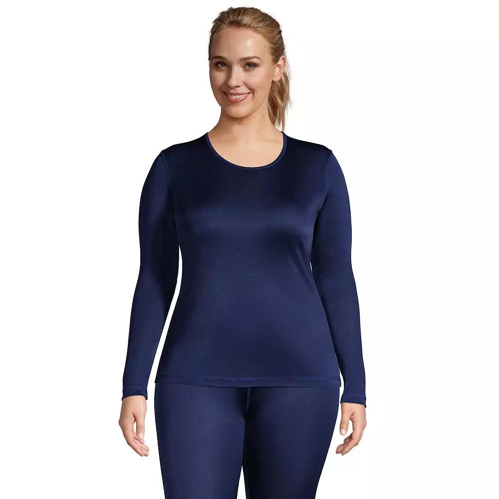 Plus Size Lands' End Silk Interlock Crewneck Undershirt, Women's, Size: 3XL, Deep  Blue Product Image