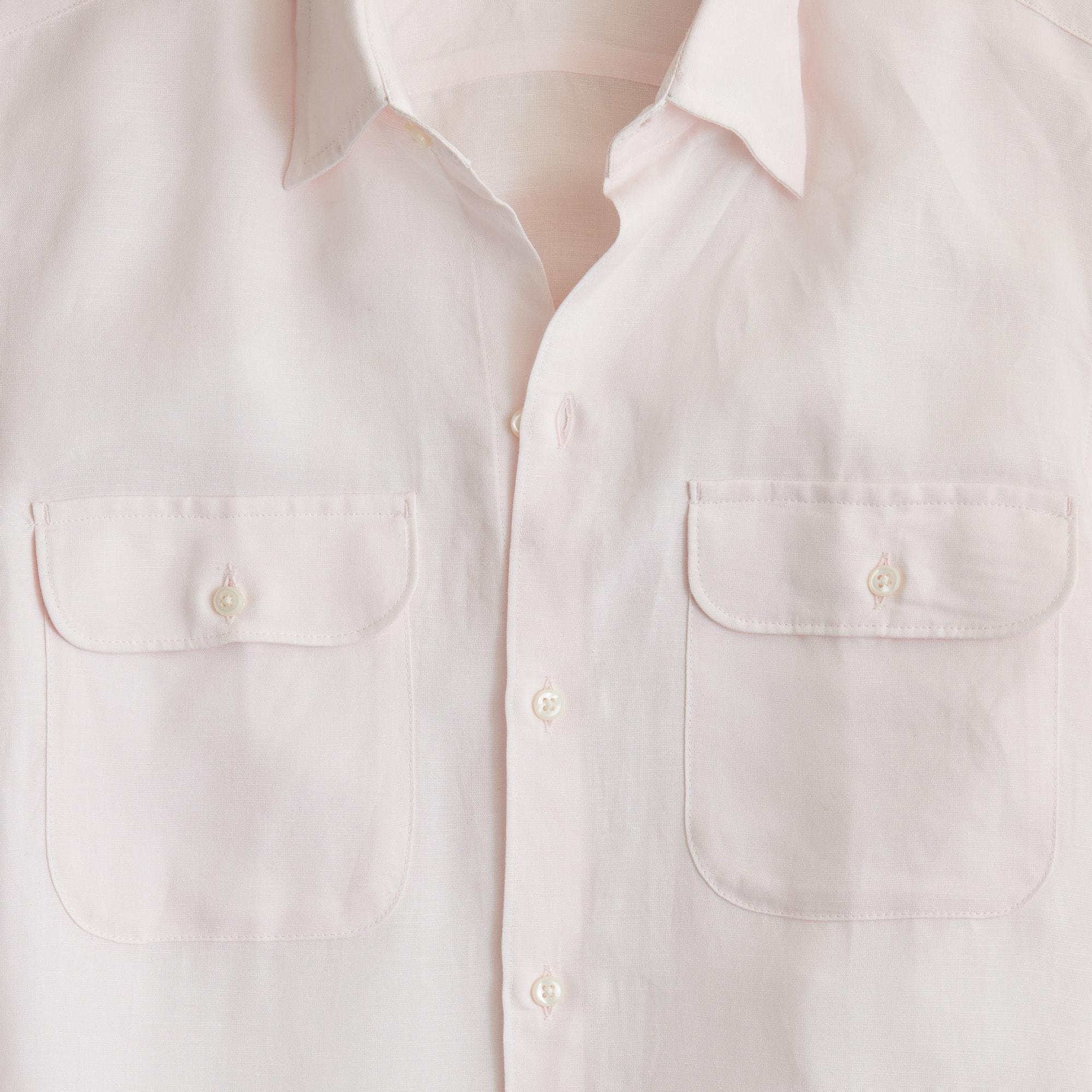 Short-sleeve viscose-linen blend shirt Product Image
