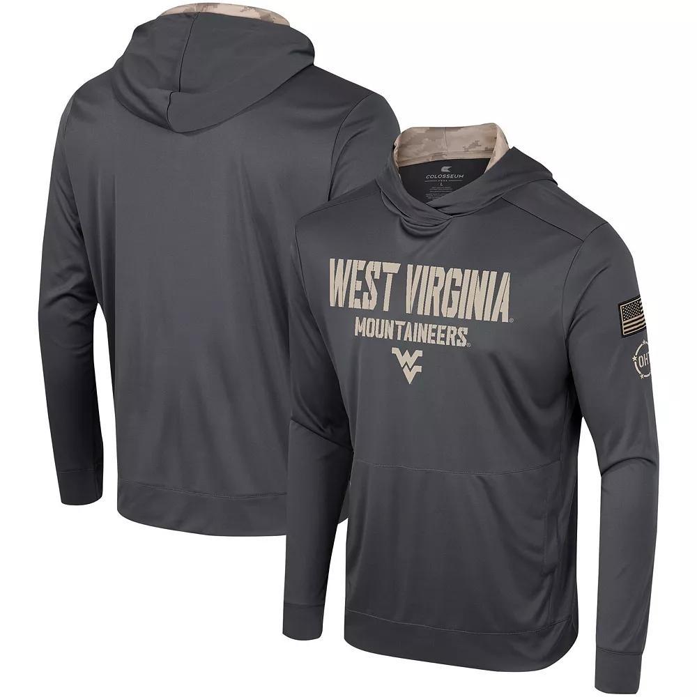 Men's Colosseum Charcoal West Virginia Mountaineers OHT Military Appreciation Long Sleeve Hoodie T-Shirt,  Product Image