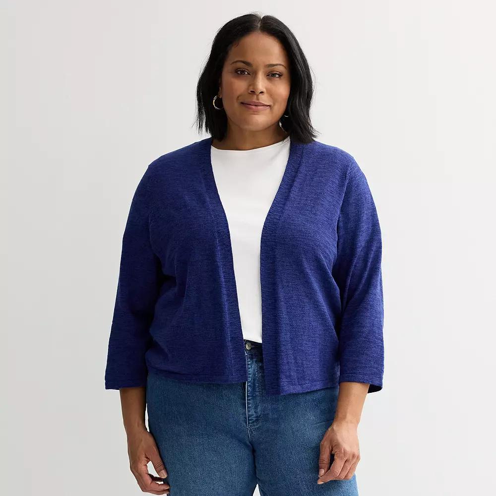Plus Size Croft & Barrow® Open Front Cardigan, Women's, Size: 1XL, Blue Product Image