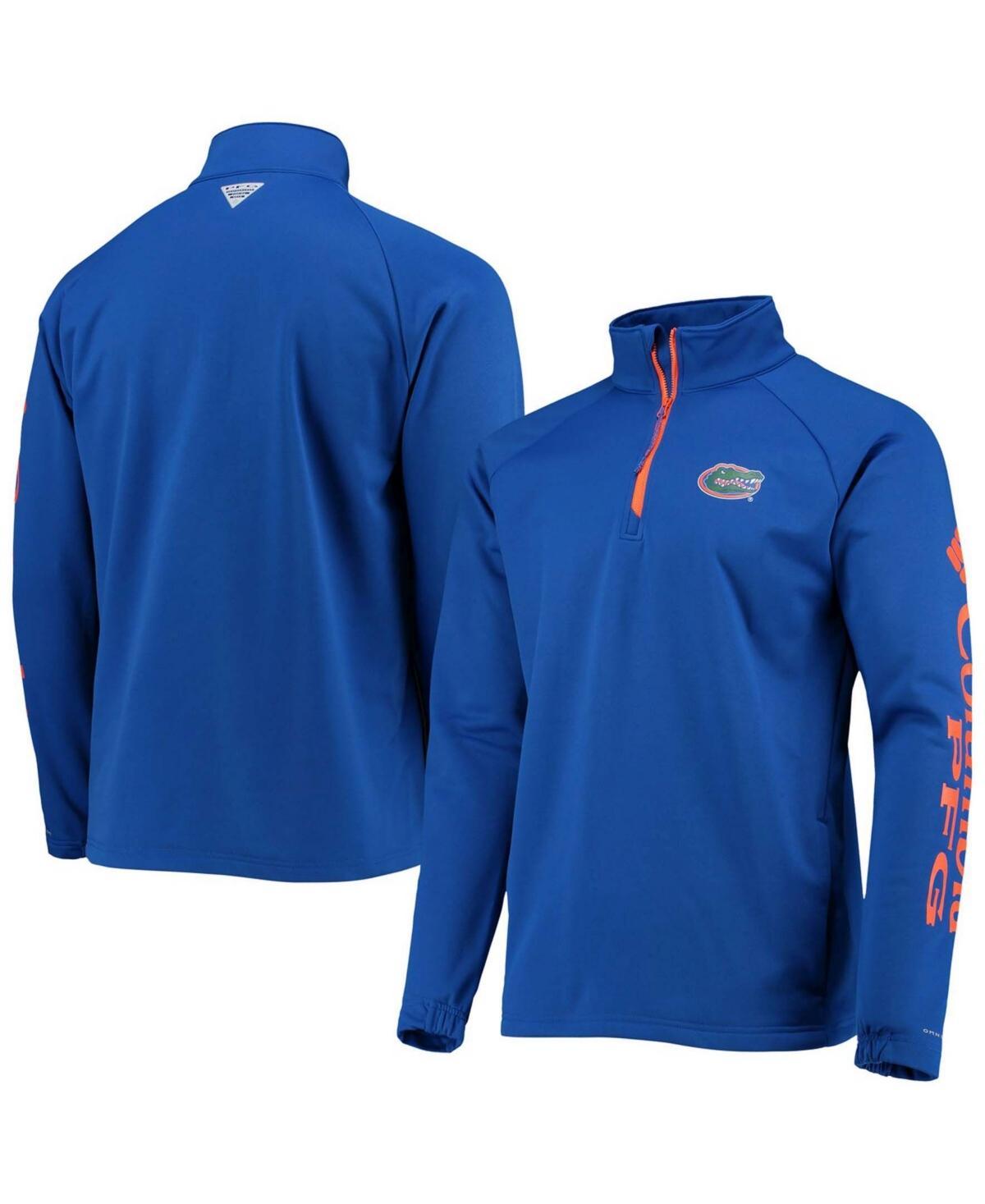 Mens Columbia Royal Florida Gators Terminal Tackle Fleece Raglan Omni-Shade Quarter-Zip Jacket Product Image