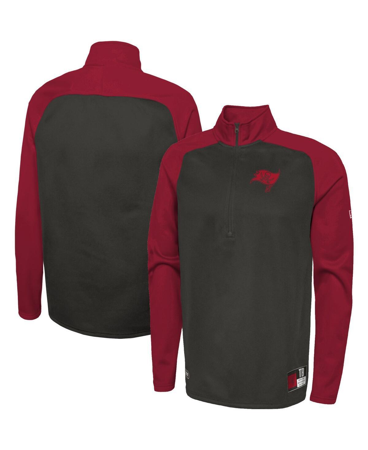 Men's New Era Black Tampa Bay Buccaneers Combine Authentic O-Line Raglan Half-Zip Jacket, Size: XL Product Image