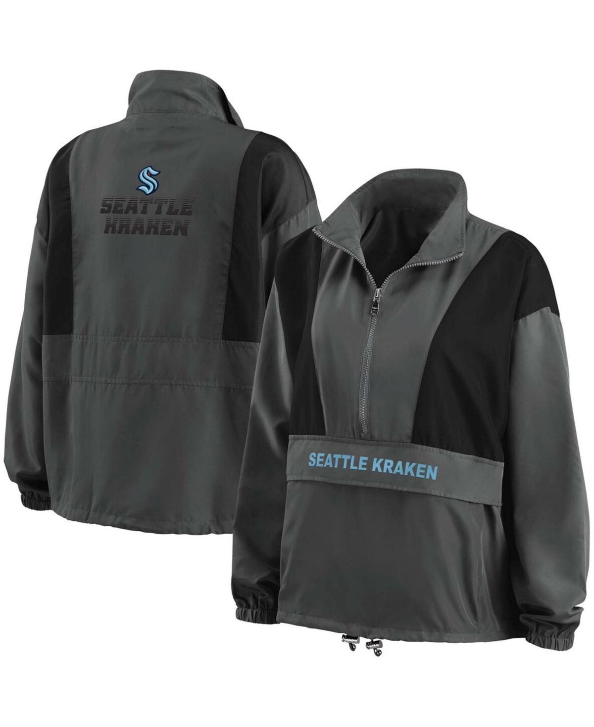 Women's WEAR by Erin Andrews Charcoal Atlanta Braves Packable Half-Zip Jacket, Size: XS Product Image