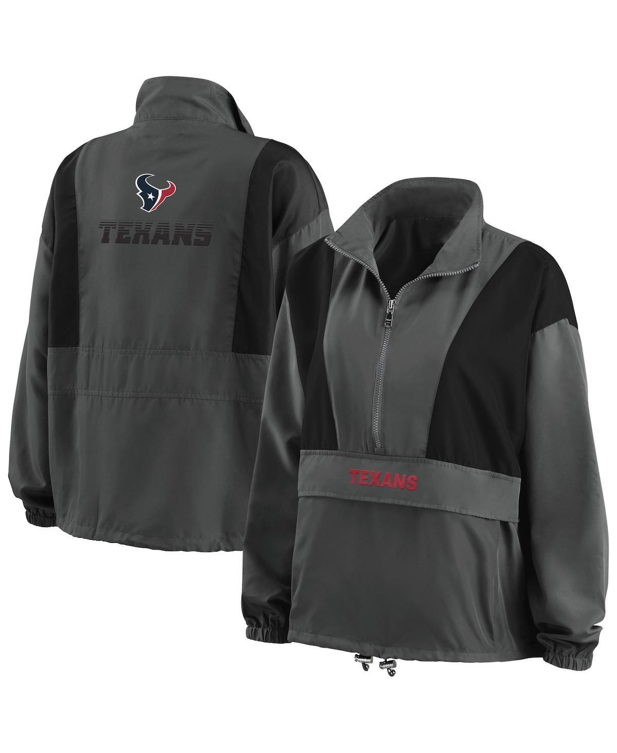 Women's WEAR by Erin Andrews Charcoal Atlanta Braves Packable Half-Zip Jacket, Size: XS Product Image