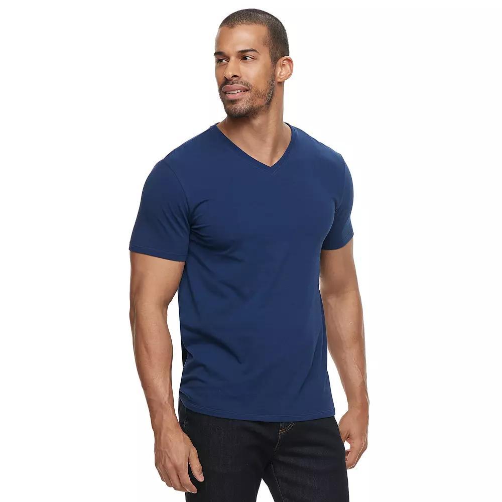 Men's Apt. 9® Premier Flex Short Sleeve V-Neck Tee, Size: Medium, Blue Navy Product Image