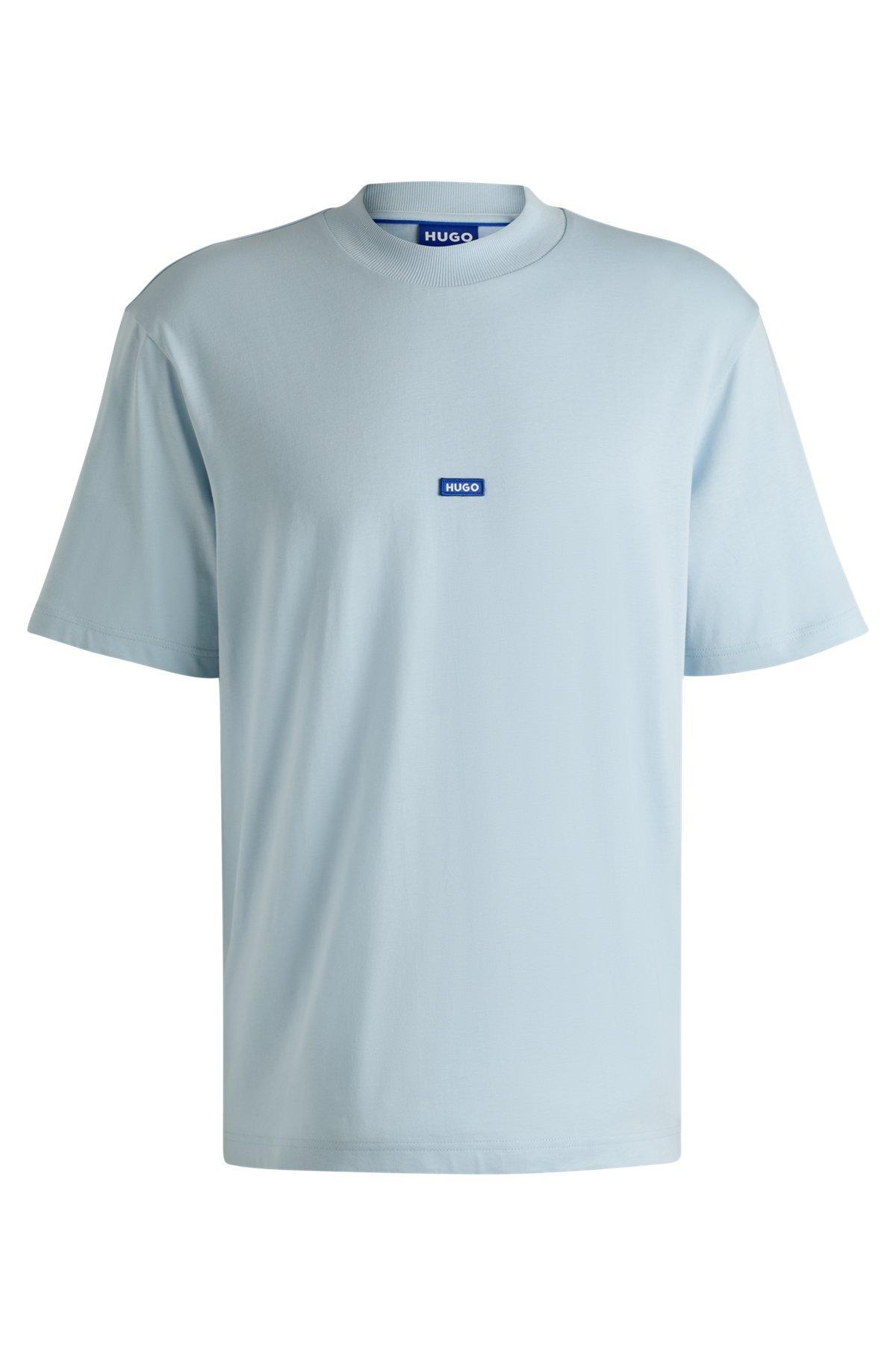 Cotton-jersey T-shirt with blue logo patch Product Image