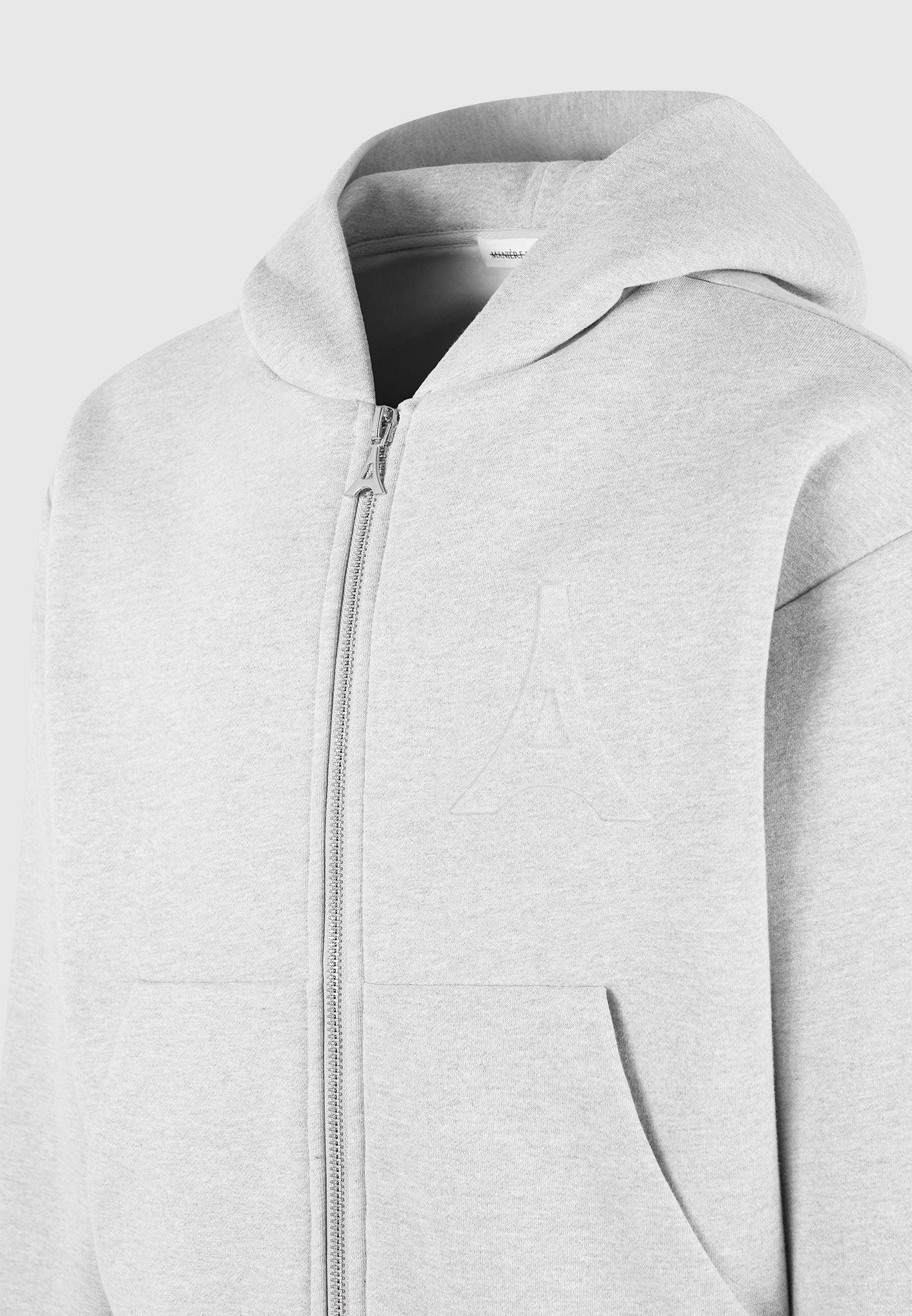 Kevin - Eiffel Embossed Zip Hoodie - Grey Male Product Image