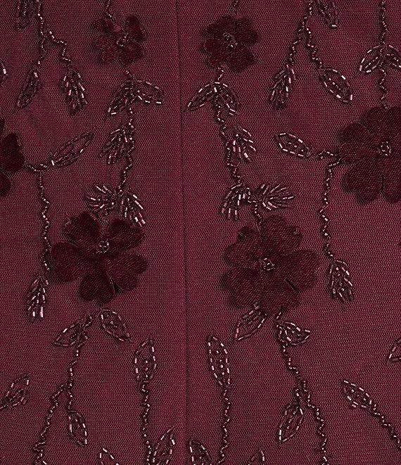 Adrianna Papell Plus Size Beaded Mesh Velvet 3/4 Sleeve Sheath Dress Product Image