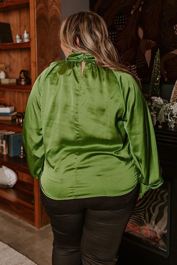 VIP Flight Plans Satin Top in Olive Curves Product Image