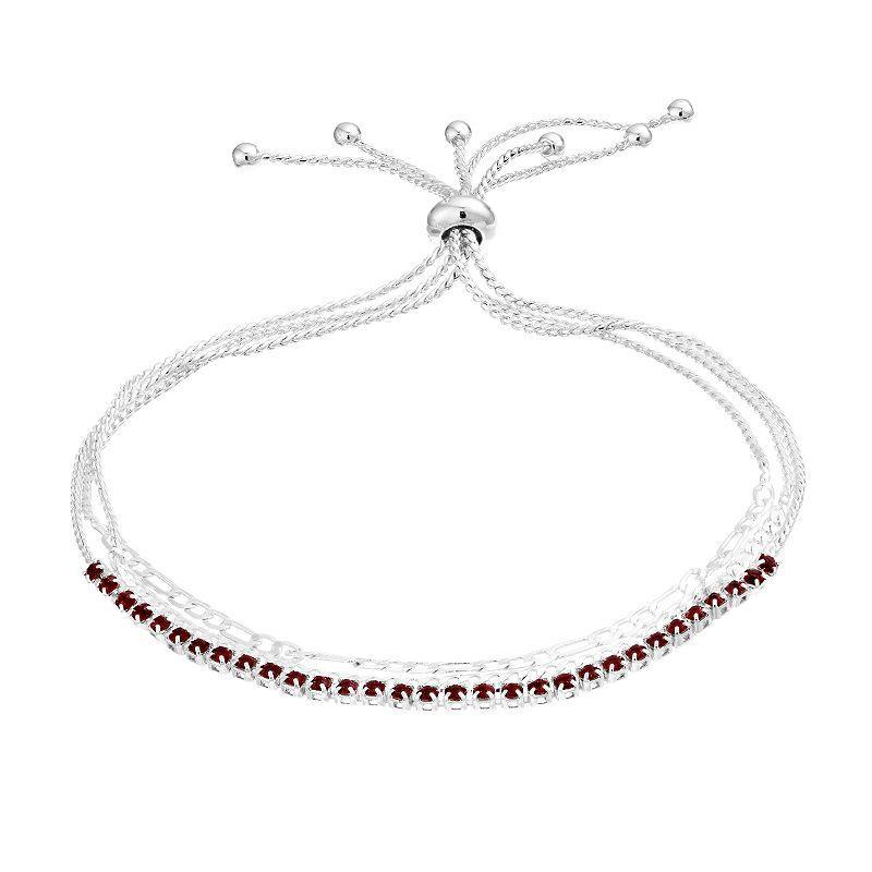 City Luxe Crystal Simulated Birthstone Multi-Strand Adjustable Chain Bracelet, Womens, Silver Tone July Product Image