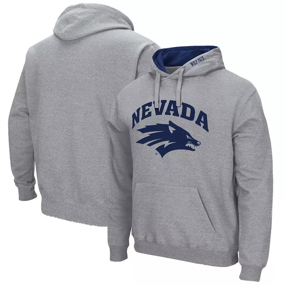 Men's Colosseum Heathered Gray Nevada Wolf Pack Arch and Logo Pullover Hoodie, Size: Large, Nev Grey Product Image
