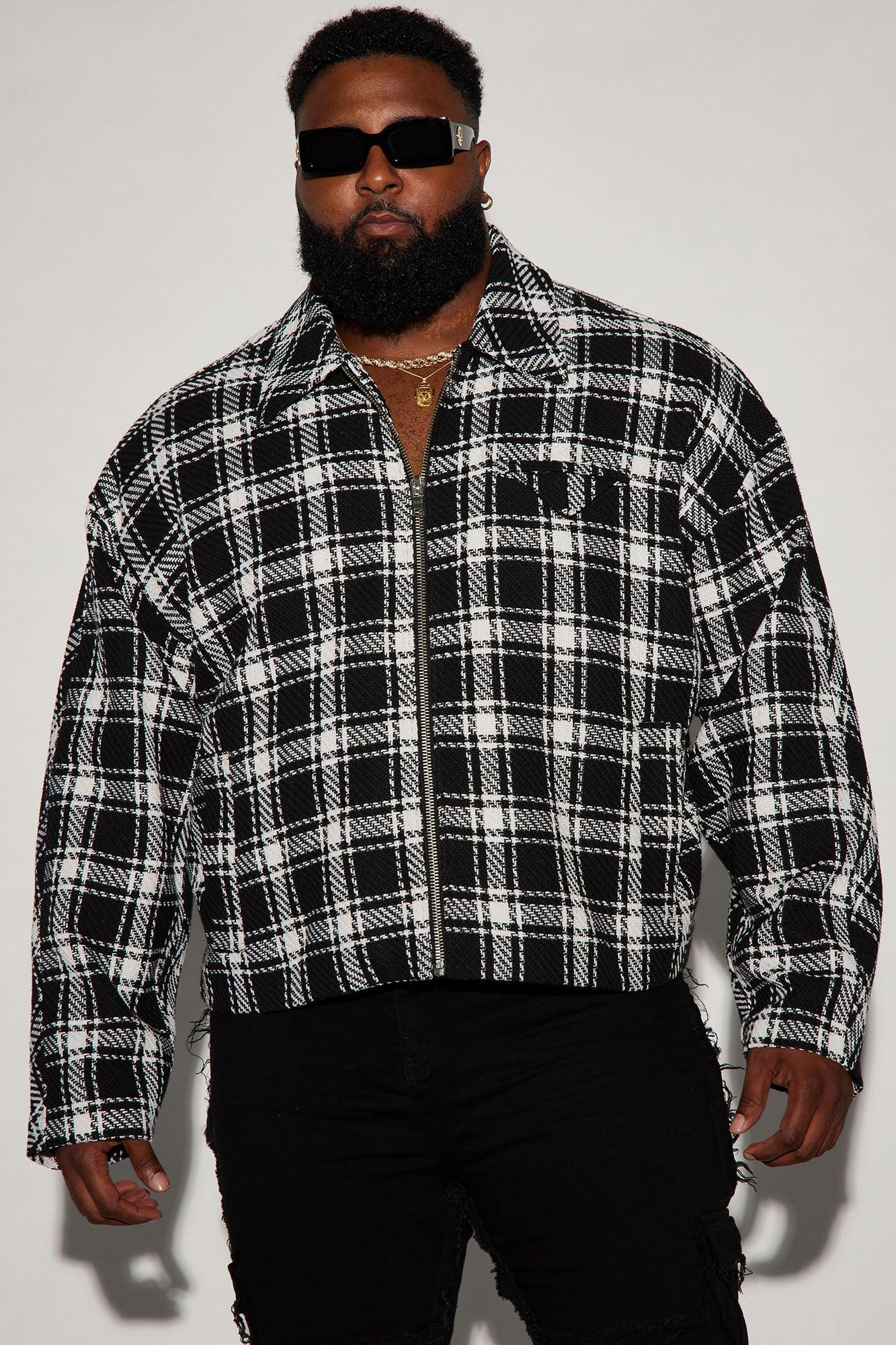 Fitch Tweed Plaid Cropped Jacket - Black/combo Product Image