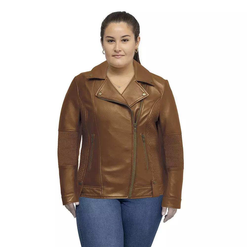 Plus Size Whet Blu Crossover Leather Jacket, Women's, Size: 5XL, Whisky Product Image