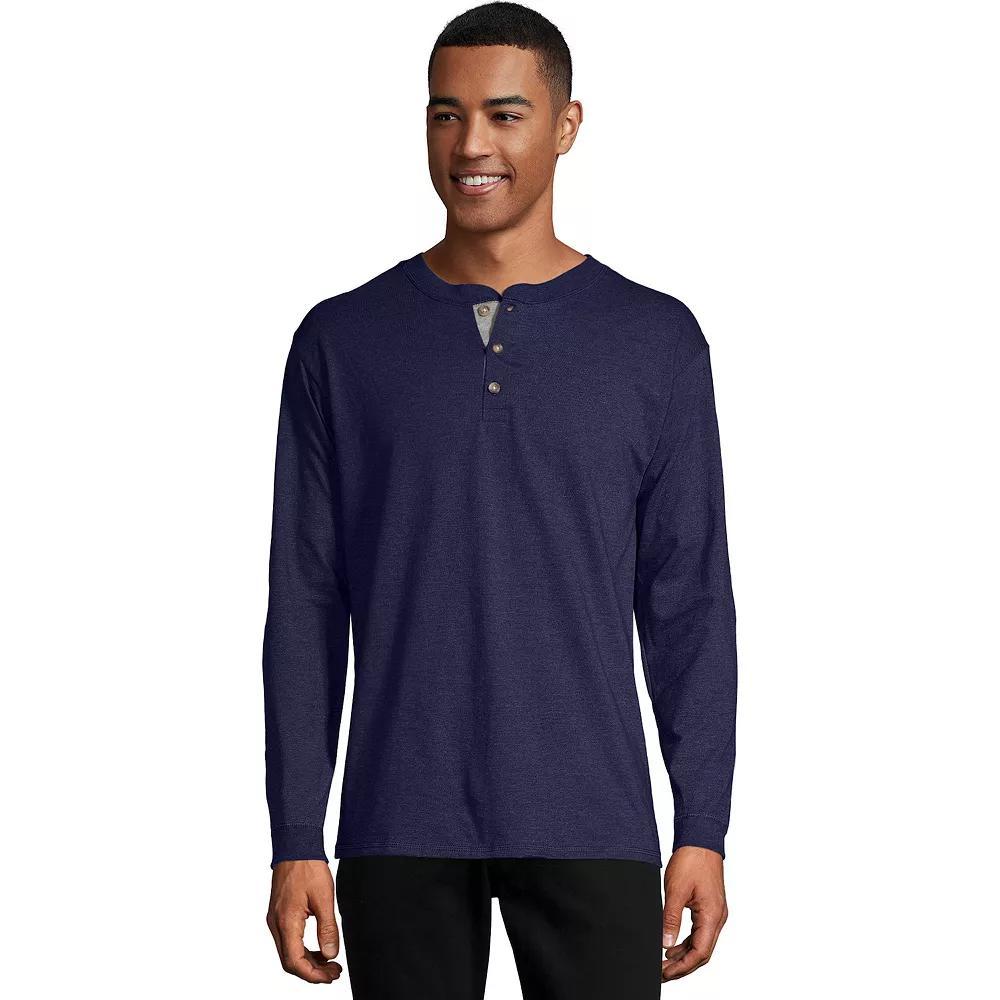 Men's Hanes® Beefy Heavyweight Henley, Size: Small, Dark Truffle Product Image