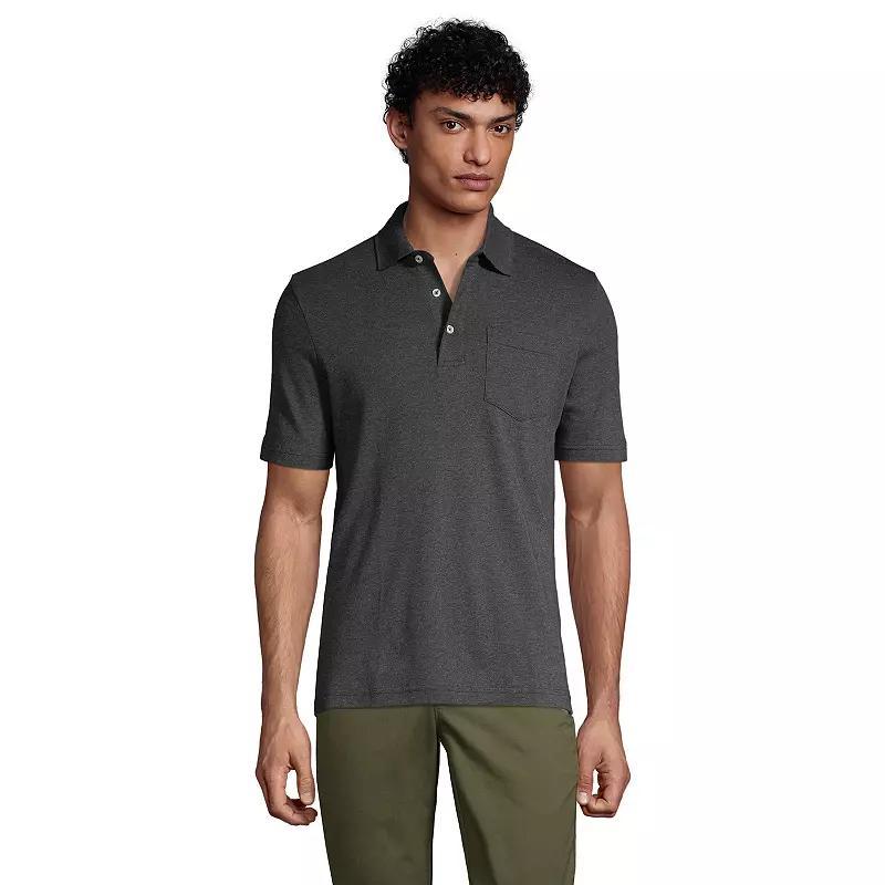 Big & Tall Lands' End Super Soft Classic-Fit Supima Pocket Polo, Men's, Size: 3XB, Dark Grey Heather Product Image