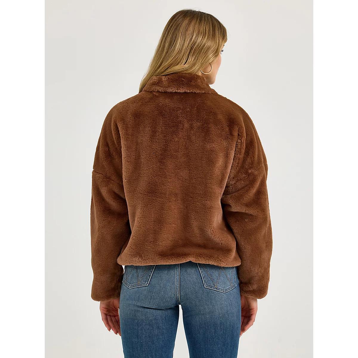 Women's Wrangler Logo Fuzzy Zip Jacket in Teddy Product Image