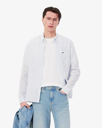 Regular Fit Striped Linen Shirt Product Image
