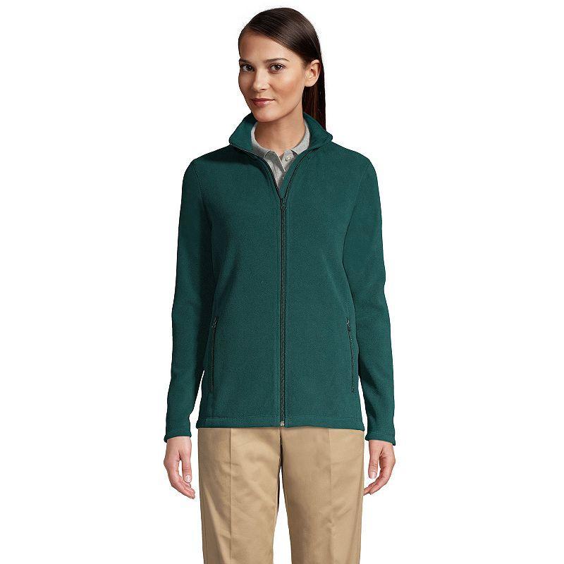 Women's Lands' End Full-Zip Long Sleeve Fleece Jacket, Size: Small, Green Product Image