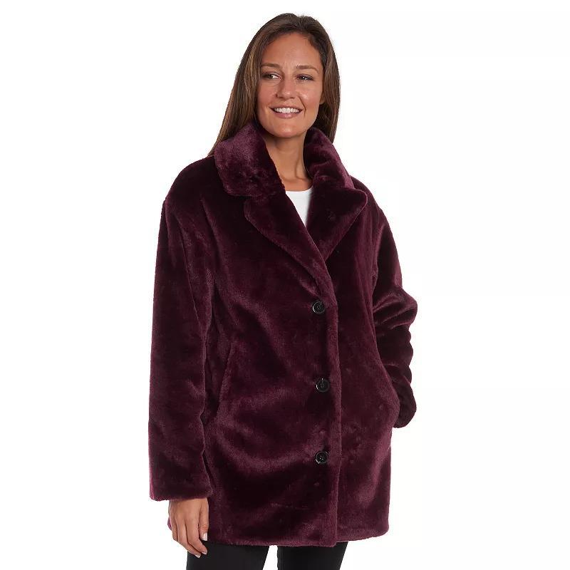 Womens Fleet Street Faux-Fur 3-Button Jacket Brown Product Image